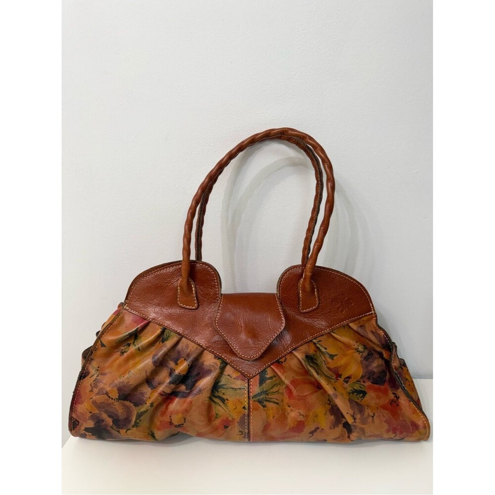 Patricia Nash Heritage Lione Multi Floral Pleated Leather Tote Satchel Bag Purse